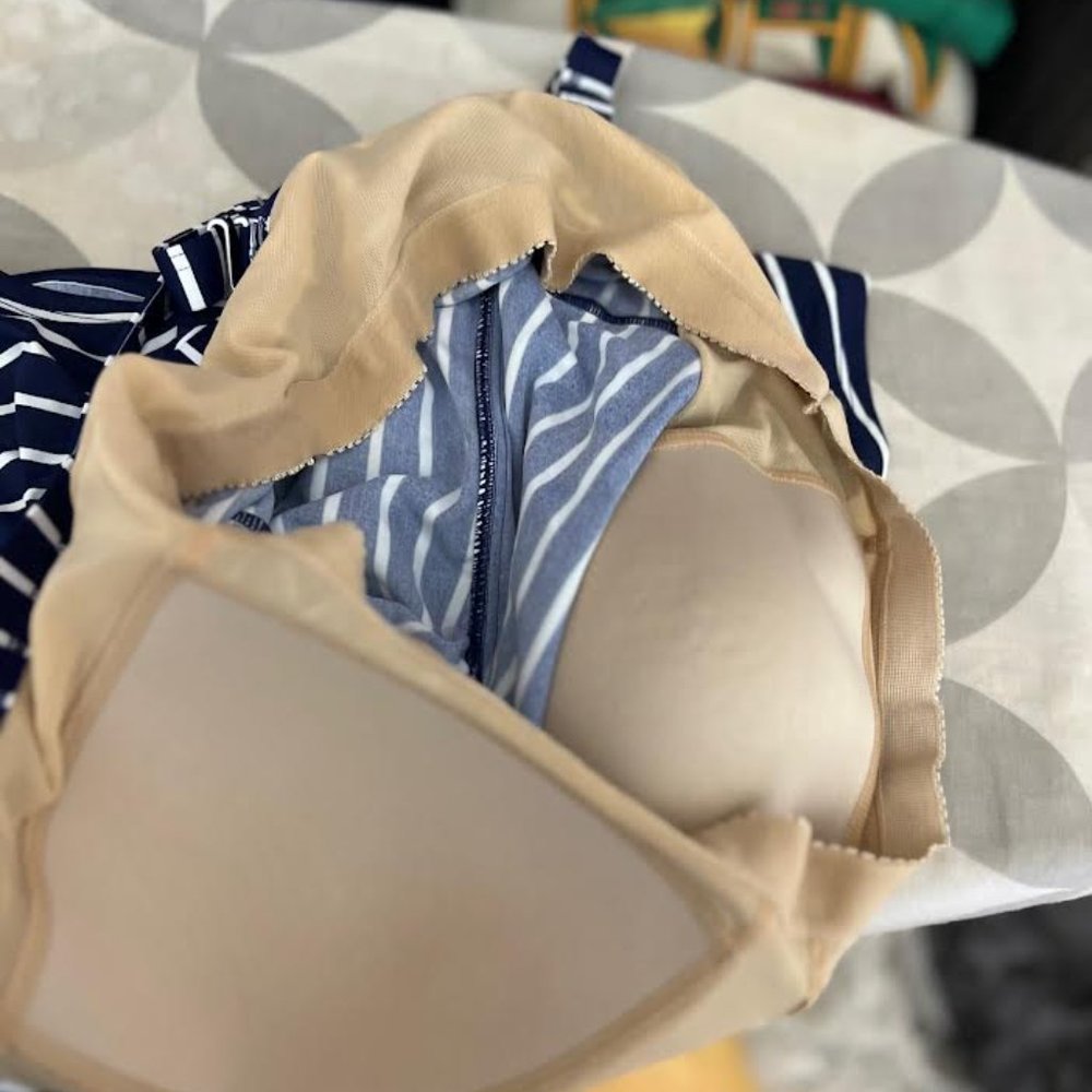 L.L. Bean Navy and White Striped Tankini Top - Size 14 - Picture 5 of 7